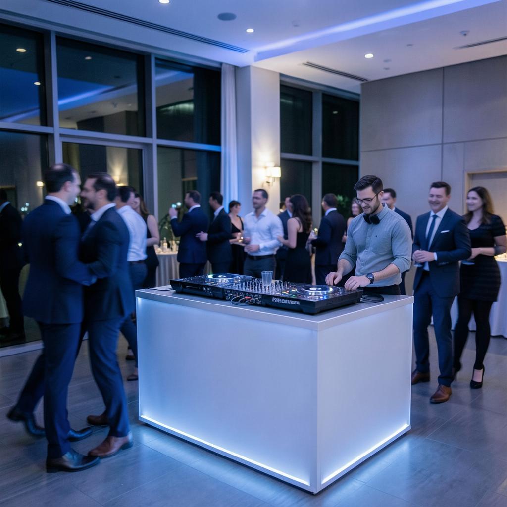 DJ booth at a corporate party